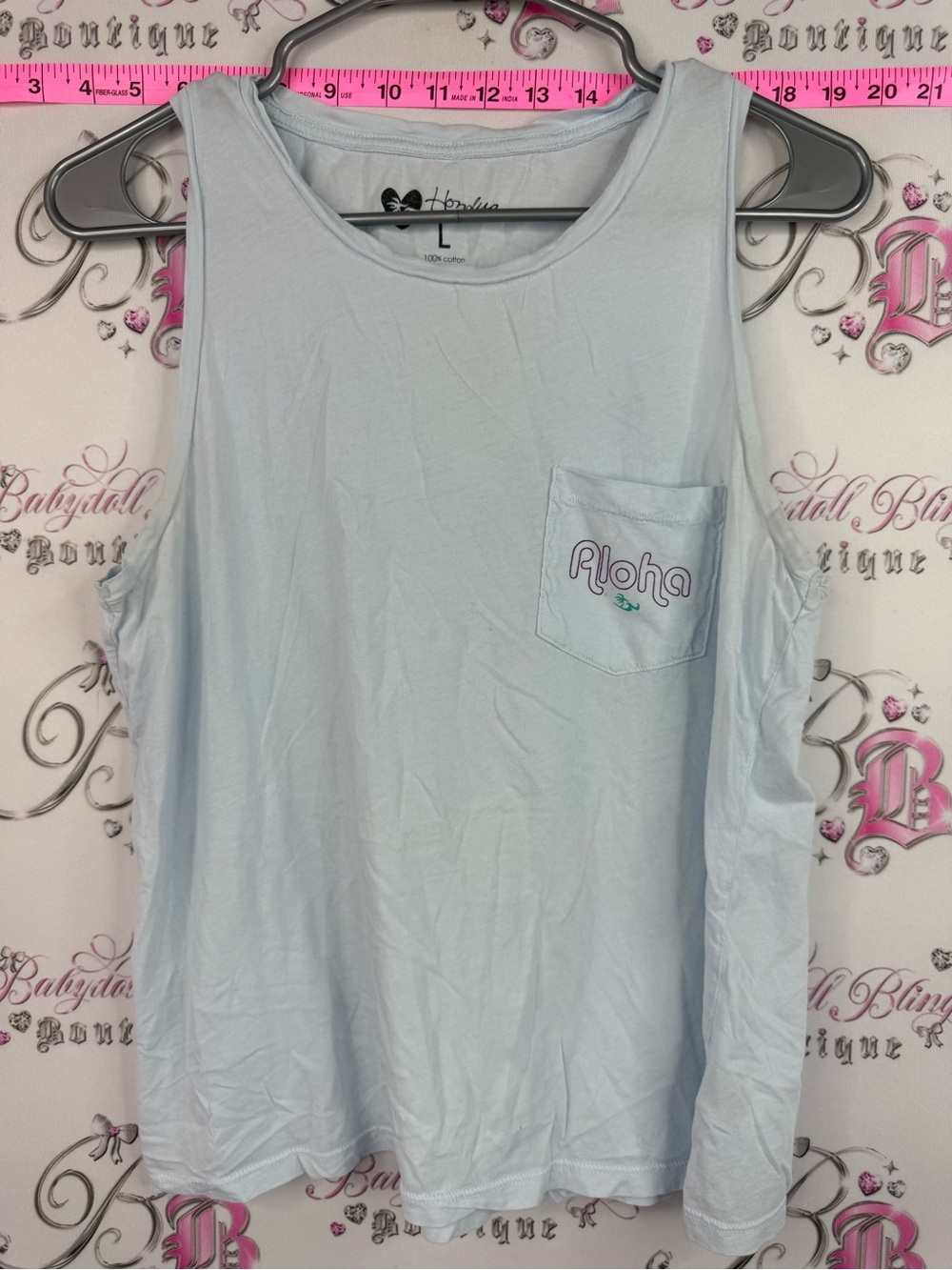 Honolula wahine tank Aloha Pocket Tank - Light Blue Women's Sleeveless Top